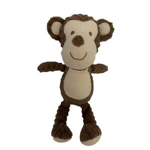 Chick Pea Monkey Baby Plush 10" Brown White Ribbed Stuffed Animal Baby Toy